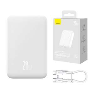 Baseus Magnetic Mini 20000mAh 20W MagSafe power bank, white, with packaging and cable - Phone Charger and External Battery & Power Bank