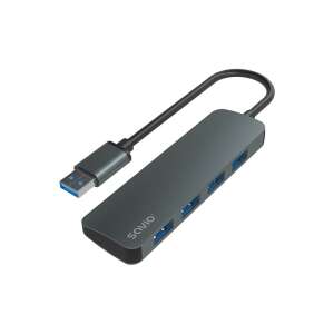 Savio AK-53 Hub USB 3.1 Gen 1 4-portowy, szary, widok pod kątem - Savio Koncentrator USB
