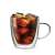 Bialetti Capri double-walled glass mug with handle, filled with iced coffee