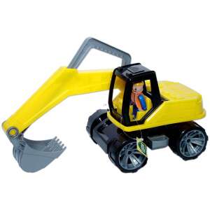 Lena 04401 Excavator with Driver - Yellow, plastic toy excavator with movable shovel and driver figure - Work machine for children