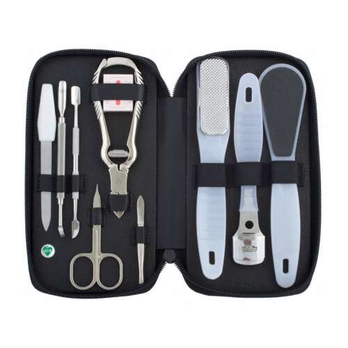 DUP FINTO 9-teiliges Pediküre-Set in einer schwarzen Ledertasche