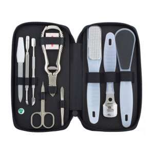 Set de pedichiură DUP FINTO 9 piese într-o husă neagră din piele - Design de unghii