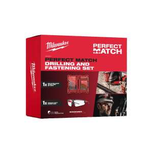 Milwaukee PERFECT MATCH Bohren und Befestigen Set, 39-teiliges Bohr- und Schraubersatz mit Sicherheitsbrille - Milwaukee Bit Set