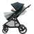 Maxi-Cosi Zelia3 stroller with seat unit and bassinet, black frame and blue fabric, side view