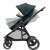 Maxi-Cosi Zelia3 stroller with seat unit and bassinet, black frame and blue fabric, side view