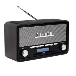 Denver DAB-18 Digitalradio in Schwarz, mit Retro-Design, mit DAB+ und FM-Radio, Bluetooth, AUX-Eingang, Uhr und Weckerfunktion - Denver Radios