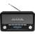 Denver DAB-18 digital radio in black, with a retro design, featuring DAB+ and FM radio, Bluetooth, AUX input, clock and alarm functions