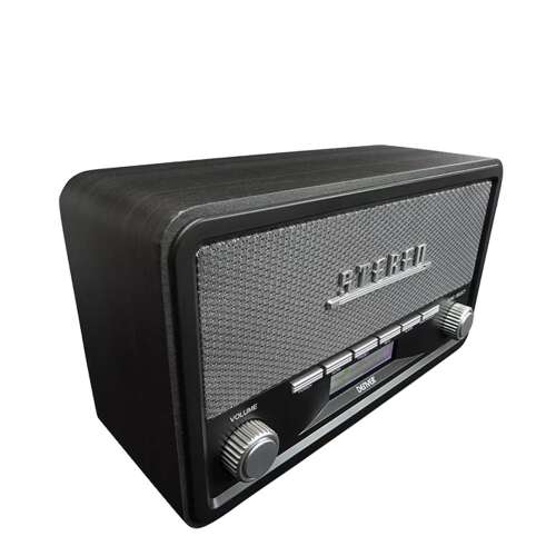 Denver DAB-18 digitális rádió fekete színben, retró dizájnnal, DAB+ és FM rádióval, Bluetooth-szal, AUX bemenettel, órával és ébresztő funkcióval - Denver