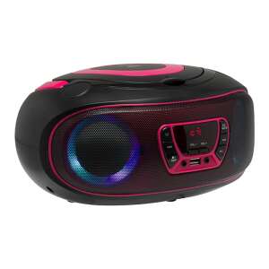 Przenośny odtwarzacz CD Denver TCL-212BT z Bluetooth, USB i wejściem AUX, czarny i różowy - Radio