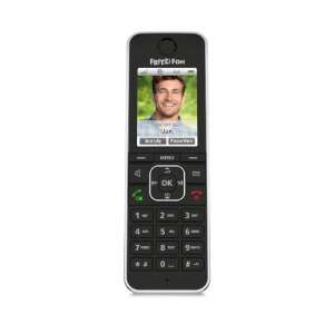 AVM FRITZ!Fon C6 DECT phone, black, with color display, showing caller ID and buttons - AVM