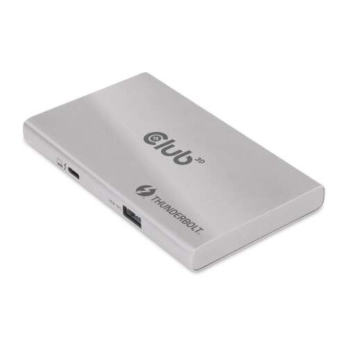 Club 3D CSV-1580 Thunderbolt 4 Преносим 5-в-1 хъб с интелигентно захранване, USB-C хъб, 4-портов хъб, Сребрист