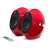 Edifier E25HD Luna Eclipse HD 2.0 speaker set, red, front view, showing speakers and remote control