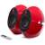 Edifier E25HD Luna Eclipse HD 2.0 speaker set, red, front view, showing speakers and remote control