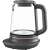 Electrolux Explore 7 1.7L glass kettle with temperature control, black, side view