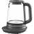 Electrolux Explore 7 1.7L glass kettle with temperature control, black, side view