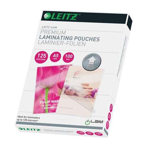 Folie de laminare lucioasă Leitz iLam 125 microni A5 lucioasă (100 buc / pachet)