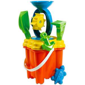 Androni 1445-0000 Bástyás homokozókészlet 7 darabos, vödörrel, lapáttal, gereblyével, tölcsérrel, horgonyval és két formával - Androni