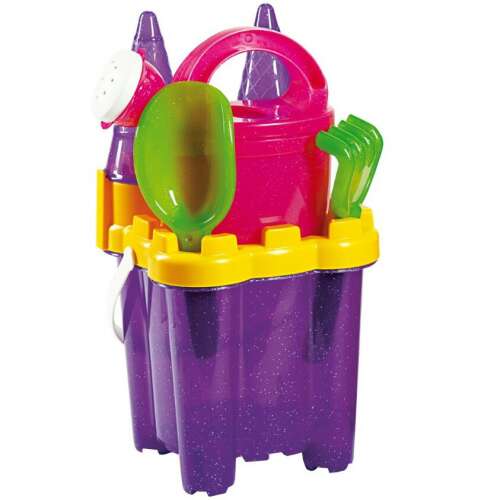 Androni Csillogó homokvár készlet kannával, lila homokvár vödör szerszámokkal, strandjátékok