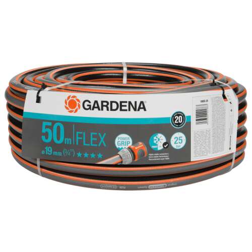 Градински маркуч Gardena Comfort FLEX 50 м, 19 mm (3/4 инча), Power Grip, черен и оранжев