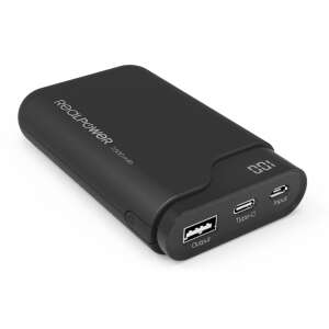 RealPower 243924 7500mAh power bank, fekete, USB és USB-C porttal, digitális kijelzővel - Külső akkumulátor & Powerbank