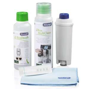 DeLonghi Coffee Care Kit, coffee machine cleaning kit, includes water filter, descaler, multi-clean, microfiber cloth, and water hardness test - Coffee machine cleaning product
