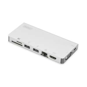 Digitus DA-70866 USB-C Multiport Travel Dock, srebrny, widok z góry - Stacja dokująca