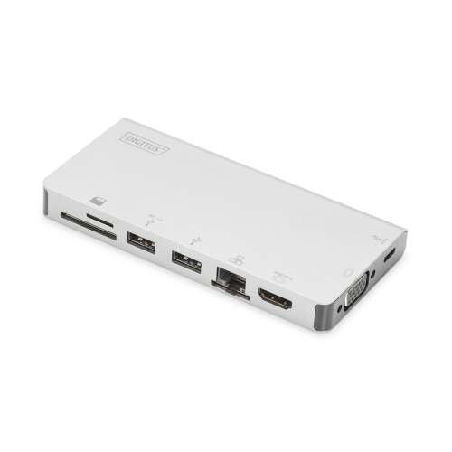 Digitus DA-70866 USB-C Multiport Travel Dock, srebrny, widok z góry