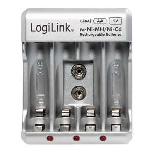 LogiLink PA0168 2x/4x AA/AAA/ 1x9V ceruza elem / mini ceruza elem Akkumulátor Töltő 69880290 