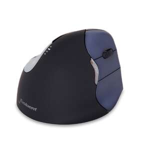 Evoluent 4 Bezprzewodowa Pionowa Mysz, Czarny/Niebieski, ergonomiczny design, wygodny chwyt, zmniejsza obciążenie nadgarstka - Mysz