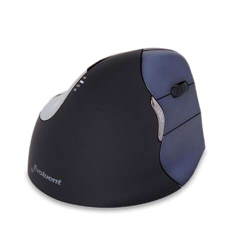 Evoluent 4 Bezprzewodowa Pionowa Mysz, Czarny/Niebieski, ergonomiczny design, wygodny chwyt, zmniejsza obciążenie nadgarstka