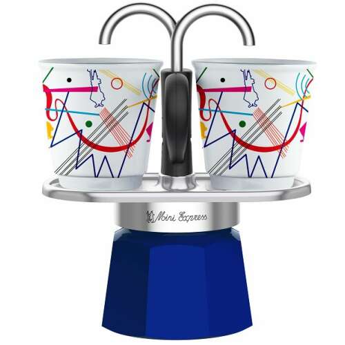 Bialetti Mini Express Kandinsky Kotyogós Cafea, albastru, cu două cești