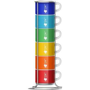 Set de 6 căni de espresso Bialetti Multicolor cu suport, set de 6 căni de espresso colorate cu suport - Servirea
