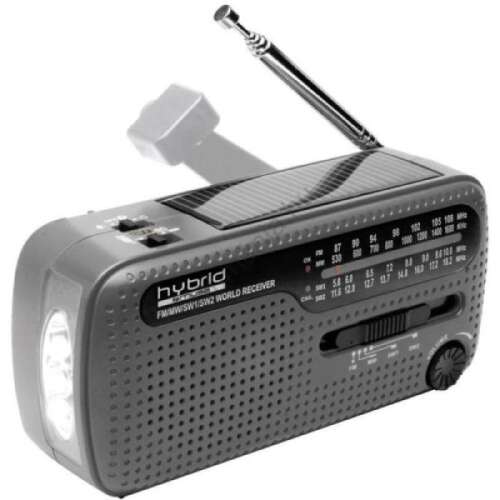 Radio Muse MH-07DS Hybrid Solar & Dynamo FM, radio portabil cu lanternă, sirenă de urgență și încărcător de telefon