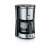 Severin KA 4826 TypeSwitch coffee maker, black and stainless steel design, with a glass carafe and a digital display.