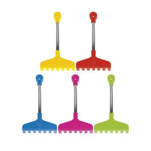 Színes műanyag gereblyék készlete fém nyéllel, tökéletes a homokozós játékhoz - Szabadtéri játék és felszerelés