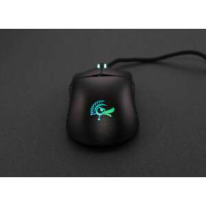 Ducky Feather A-RGB USB Gaming Egér - Fekete, elülső nézet RGB világítással - Ducky