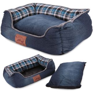 Verk Group blue denim dog and cat bed with removable cushion, M size - Dog Bed