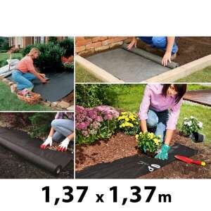 Weed control fabric, 1.37 x 1.37 m, black, for gardening, landscaping, weed suppression, ground cover, geotextile - Garden