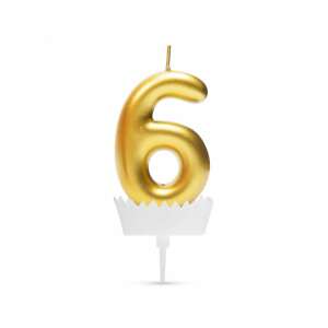 Gold number 6 birthday candle - Birthday Candle & Cake Topper