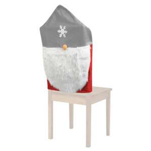 Christmas chair back cover, gnome design, red and grey, 50 x 60 cm - Christmas Decoration