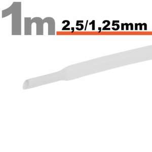 1 méteres fehér zsugorcső, 2,5 mm külső átmérő, 1,25 mm belső átmérő - Zsugorcső