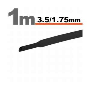 Black heat shrink tubing, 3.5mm outer diameter, 1.75mm inner diameter, 1 meter long - Electrical Installation