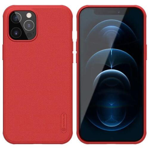 Nillkin Super Frosted Shield Pro iPhone 12 Pro Max tok piros színben, elölről és hátulról - Nillkin