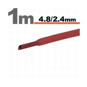 1 méteres piros zsugorcső, 4,8 mm külső átmérő, 2,4 mm belső átmérő - Zsugorcső