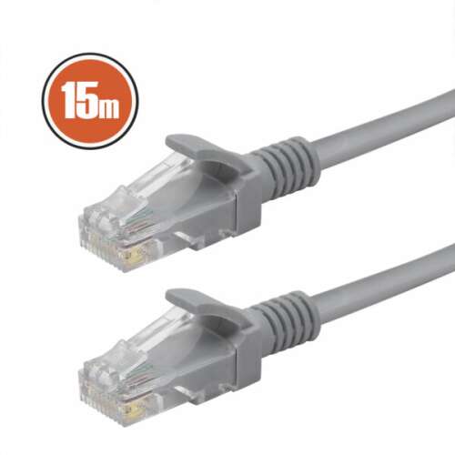 Cablu Patch Cat.5e de 15m, RJ45 la RJ45, Gri