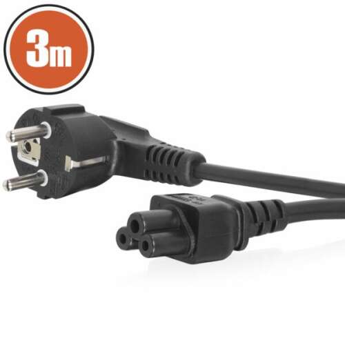 3 metrový čierny napájací kábel pre notebook, zásuvka IEC C5 do zástrčky CEE 7/7