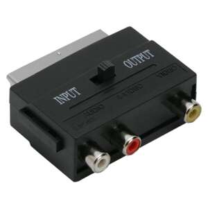 EURO to RCA converter adapter, 3 RCA jacks, SCART plug, switch - Connector