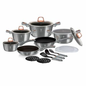 Berlinger Haus Moonlight 18-Piece Cookware Set with Pots, Pans, and Utensils - Crockery
