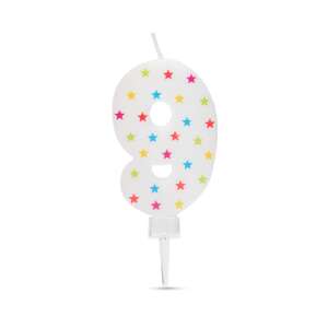 Number 9 birthday candle with colorful stars - Birthday Candle & Cake Topper