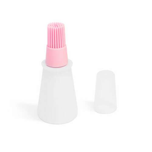 Rózsaszín szilikon olajozó ecset 60 ml-es üveggel - Konyhai ecset